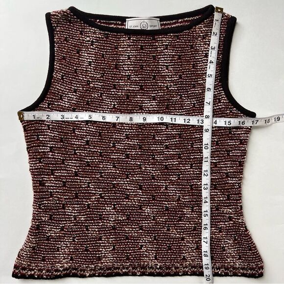 St John Sport Wool Blend Knit Multicolor Sleeveless Luxury Normcore Sweater SZ S - Picture 6 of 14